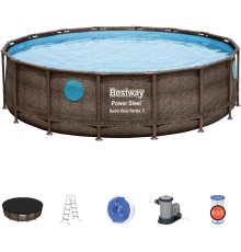 Каркасный бассейн BESTWAY POWER STEEL SWIM VISTA 488x122 см 56725 с фильтр-насосом и лестницей